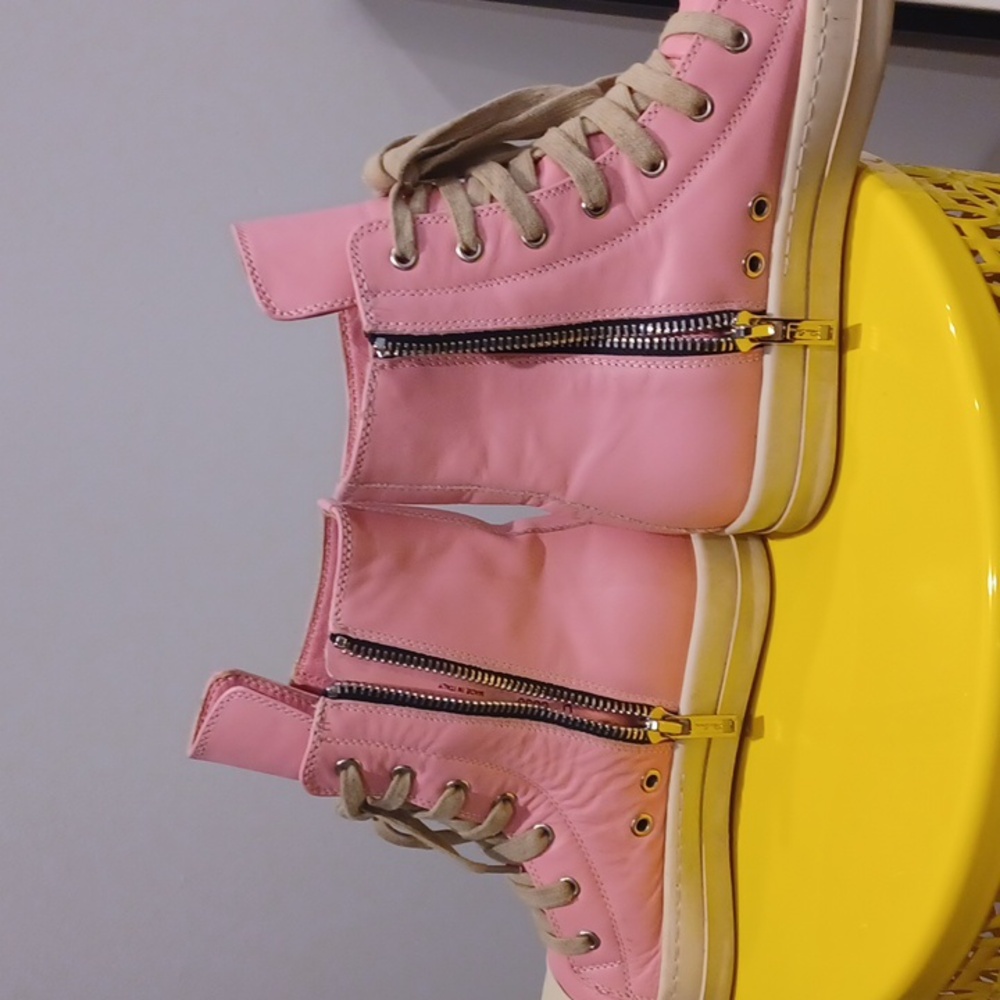 Rick Owens Cream and Pink Sneakers  High-Top Sneakers - Picture 3 of 9